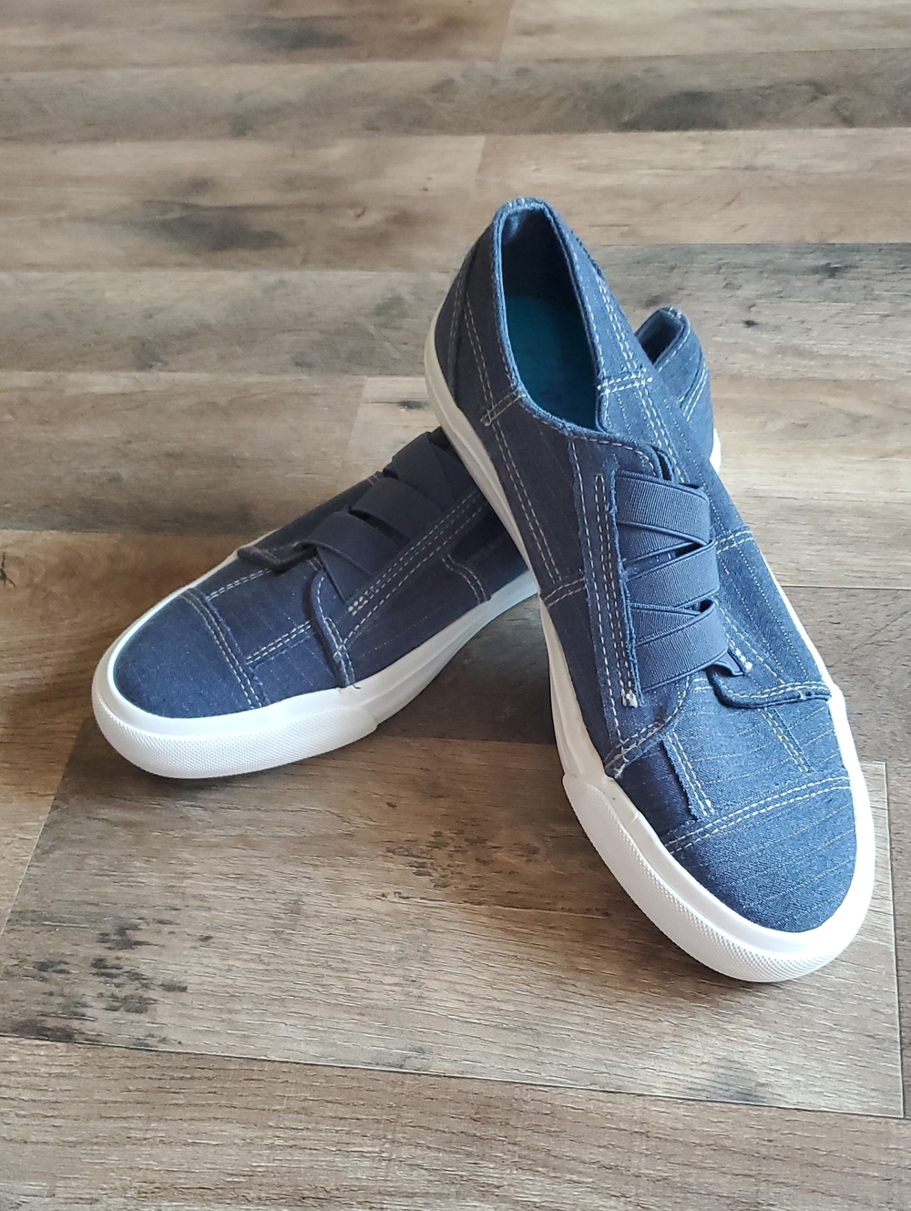 Women’s Navy Slip-On Canvas Sneakers with White Sole
